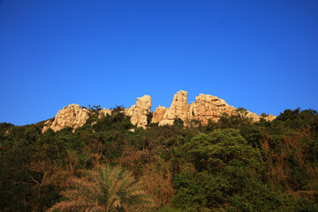 Wall Mural - Natural mountain view, beautiful corrosion.cliff of Khao Sam Muk mountains, in Chonburi, Thailand