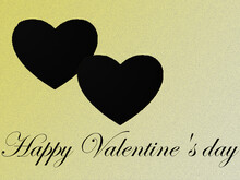 Illustration Black Hearts Soft Yellow Background And Text Happy St Valentin Day