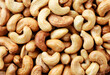Roasted cashew nuts background. The view from top