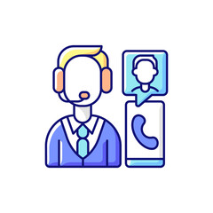 Wall Mural - Customer service department RGB color icon. Support professionals. Providing speedy, effective resolutions. Establishing long-term relationships with customers. Isolated vector illustration