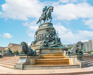 Wall Mural - Eakins Oval (George Washington Fountain, The Washington Monument) Philadelphia Pennsylvania USA