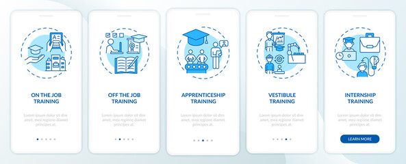 Wall Mural - staff development methods onboarding mobile app page screen with concepts. on-the-job training, appr