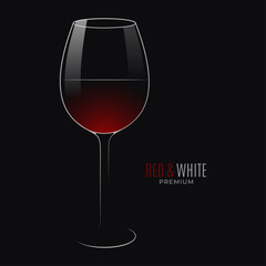 Poster - Dark wine logo. Glass of wine on black background