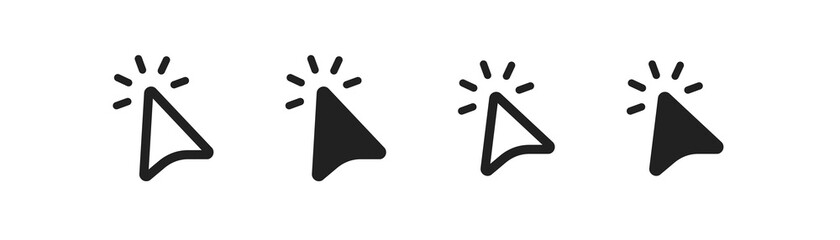 Cursor arrow icon set. Click mouse, wed button symbol in vector flat