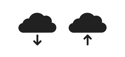 Wall Mural - Download cloud icon. Upload data symbol. Web file outline sign in vector flat
