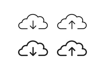 Wall Mural - Download cloud icon. Upload data symbol. Web file outline sign in vector flat