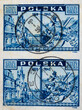 briefmarke stamp frankiert cancel gestempelt used vintage retro alt old  polen polska poland blau blue jana warszawa warschau zerbombt 1945 stadt city 1939