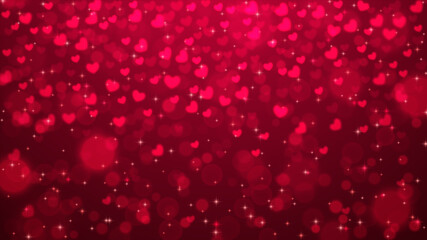 Wall Mural - Valentines day background. Falling soft red hearts. Vector illustration
