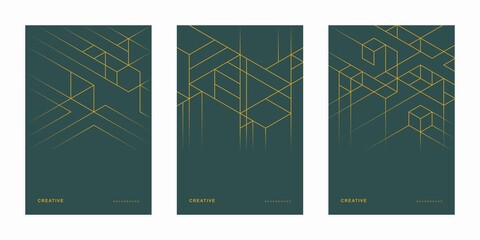 Abstract geometric technological company brochure. Corporate identity flyer. Vector set business presentation.