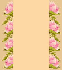 Poster - beautiful flowers garden poster with roses pink frame