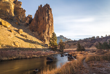 Poster - Rocks and Crooked river in Smith Rock state park in Oregon