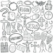 © josepperianes - Christian Religion doodle icon set. Christianity Vector illustration collection. Cross and symbols Hand drawn Line art style.