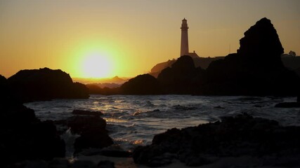 Wall Mural - Lighthouse at sunset by the beach at Pigeon Point Lighthouse in Pescadero, California 11