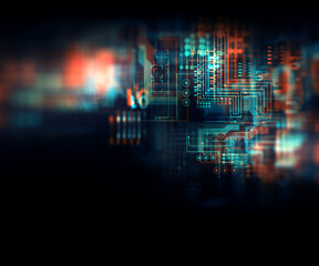 Poster - blue geometric  shape abstract technology background