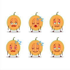 Sticker - Cartoon character of slice of melon with sleepy expression