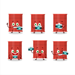 Wall Mural - Photographer profession emoticon with red barrel cartoon character