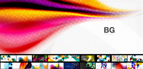 Mega set of various abstract backgrounds. Trendy layout templates for business or technology presentation, internet poster or web brochure cover, wallpaper