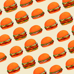 Sticker - hamburgers delicious fast food menu pattern