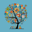 World autism awareness day. Art concept tree. Symbol of autism. Sketch for your design