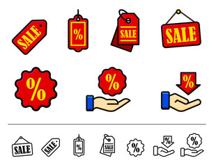 Wall Mural - Set of vector icons. Sale, discounts.