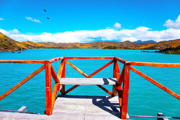 Canvas Print - Lattice berth for a boat serving tourists