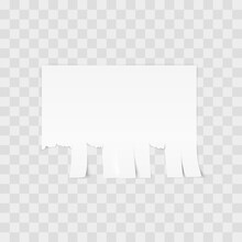 White Advertisement Tear-off Paper Template On White Background. Vector Illustration