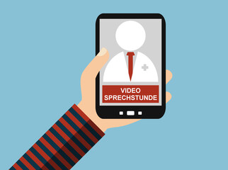 Poster - Video Sprechstunde mit Arzt oder Doktor mit dem Smartphone