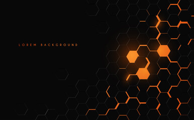 Wall Mural - Abstract black and orange hexagonal background