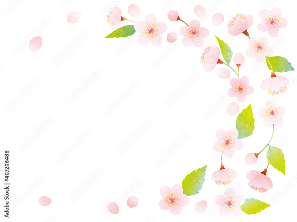 水彩風 葉桜の装飾イラスト Do Salonu Obrazy 水彩風 葉桜の装飾イラスト Do Salonu Obrazy
