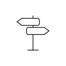 Signpost Icon, Direction Icon Isolated, Expanded Stroke