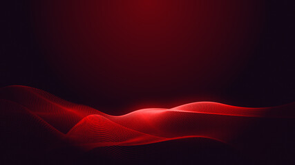Wall Mural - dot red purple wave line light gradient dark background. abstract technology big data digital backgr