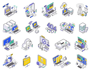 Wall Mural - isometric web hosting icon set