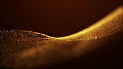 Wall Mural - space dust particles wave flow 3d video motion abstract modern loop seamless golden glittering blurr