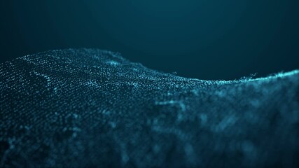 Wall Mural - space dust particles wave flow 3d video motion abstract modern loop seamless blue glittering blurred