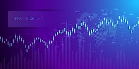 Canvas Print - stock market graph or forex trading chart for business and financial concepts, reports and investmen
