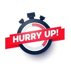 Sticker - Vector Illustration  Hurry Up Sign With Stop Watch