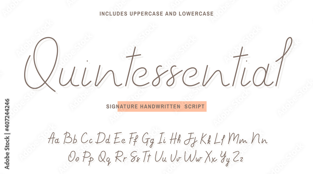 Handwritten font script with uppercase and lowercase. Signature style ...