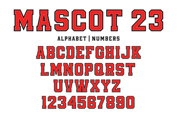 Wall Mural - Classic college font. Vintage sport font in american style for football, baseball or basketball logos and t-shirt. College and varsity style font, tackle twill