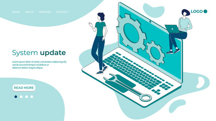 Wall Mural - system update .operating system maintenance.the modern concept of maintenance of operating systems f