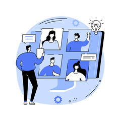 Wall Mural - online meetup abstract concept vector illustration. conference call, join meetup group, video call o