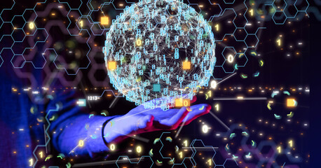 code data concept in hand digital 3d