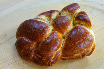 Wall Mural - A braided challah brioche bread