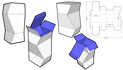 Wall Mural - Prismatic Box (Internal measurement 8x 8+19cm) and Die-cut Pattern. The .eps file is full scale and fully functional. Prepared for real cardboard production.