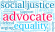 Advocate Word Cloud on a white background. 