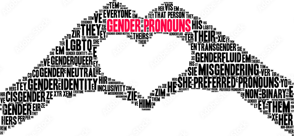 Gender Pronouns Word Cloud on a white background.  - obrazy, fototapety, plakaty 