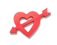 Red Heart With Arrow On White Background