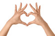 © Pixel-Shot - Hands making heart on white background