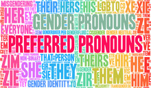 Preferred Pronouns On A White Background.