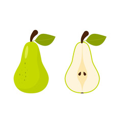 Canvas Print - Pear vector icon on white background, flat, cartoon style. For web design and print. eps 10