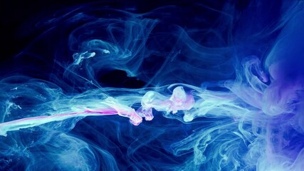 Wall Mural - Acrylic colors in water. Ink blot. Abstract black background.